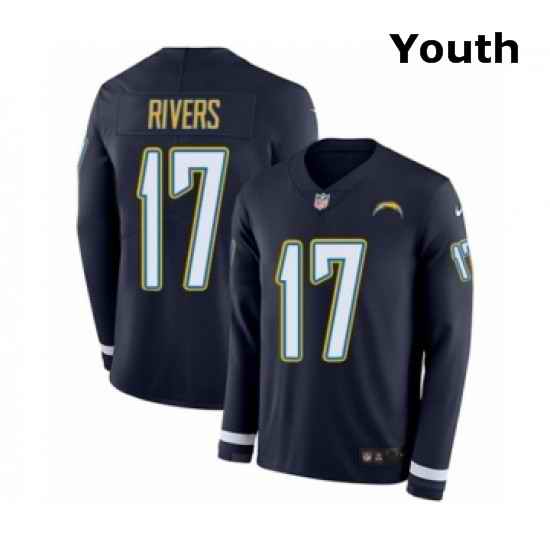 Youth Nike Los Angeles Chargers 17 Philip Rivers Limited Navy Blue Therma Long Sleeve NFL Jersey